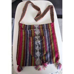 Artesanias Mexican Crossbody Bag Multicolor Woven Southwestern Pattern